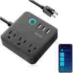 GHome Smart Plug Power Strip, WiFi Surge Protector Work with Alexa Google Home, Smart Outlets with 3 USB 3 Charging Port, Multi-Plug Extender for Home Office Cruise Ship Travel,...