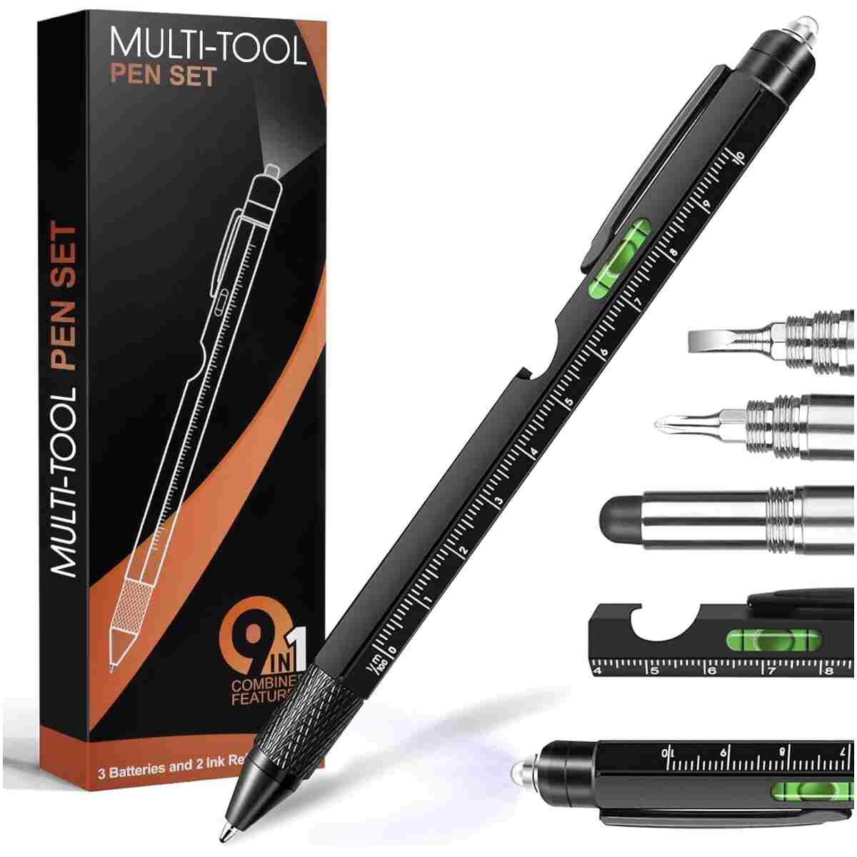 Gifts for Men, Fathers Day Dad Gifts from Daughter Son, 9 in 1 Multitool Pen, Tools Gadgets for Men, Birthday Christmas Stocking Stuffers for Adults Dad Boyfriend Him