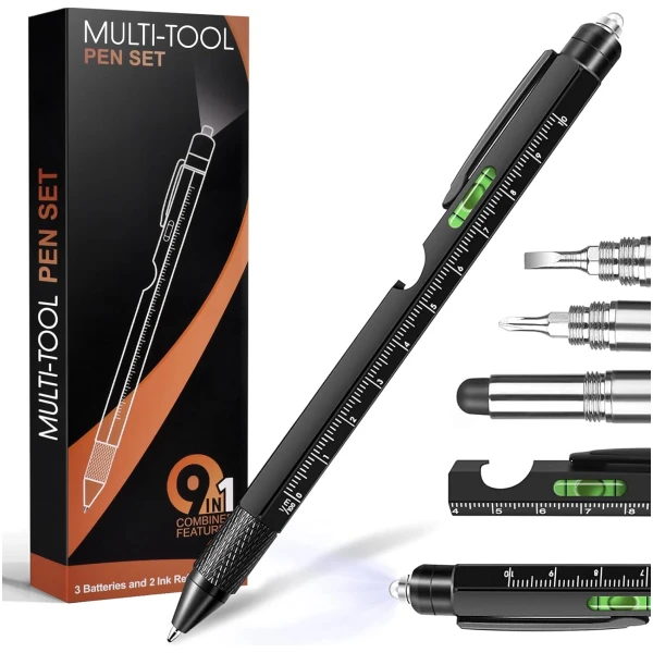 Gifts for Men, Fathers Day Dad Gifts from Daughter Son, 9 in 1 Multitool Pen, Tools Gadgets for Men, Birthday Christmas Stocking Stuffers for Adults Dad Boyfriend Him