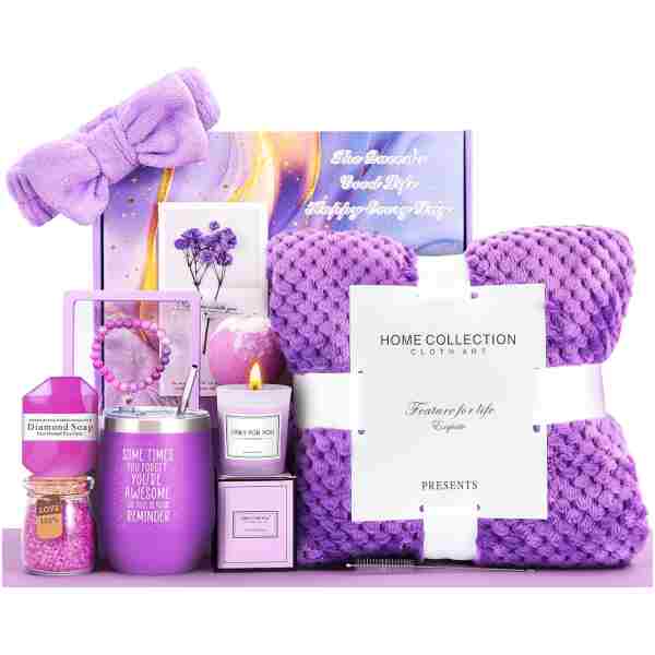Gifts For Women, Gifts For Mom,Lavender Spa Flannel Blanket Gift Set, Mother's Day Gift, For Female Friend, Mom, Wife, Girlfriend, Sister, Her Birthday Gift