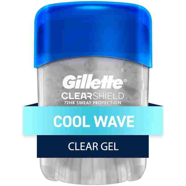 Gillette Antiperspirant and Deodorant for Men, 72hr Sweat & Odor Protection, Long Lasting Freshness, Anti-White Mark Technology, Clear Gel, Cool Wave Scent, 0.5 oz
