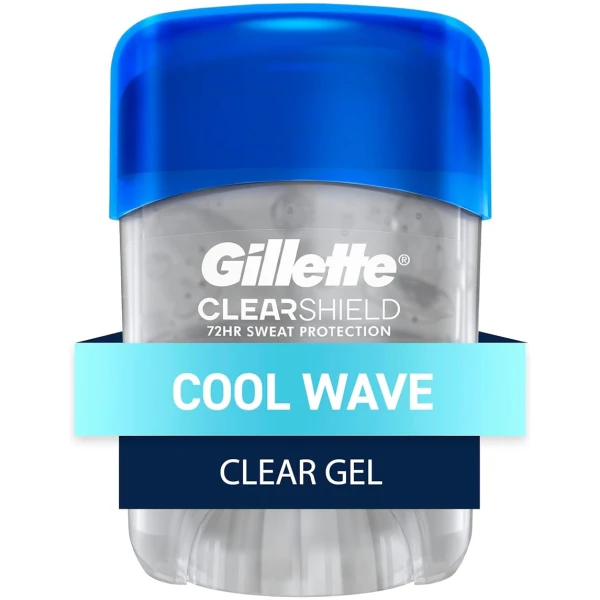 Gillette Antiperspirant and Deodorant for Men, 72hr Sweat & Odor Protection, Long Lasting Freshness, Anti-White Mark Technology, Clear Gel, Cool Wave Scent, 0.5 oz