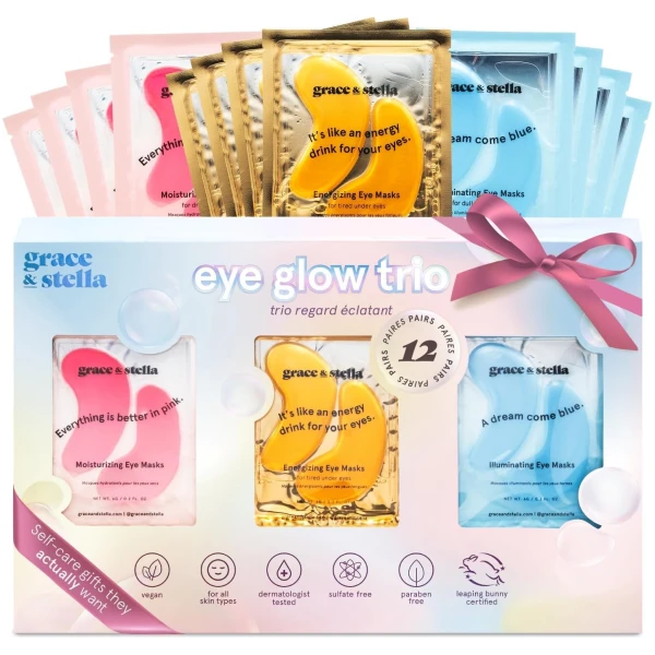 grace & stella Under Eye Patches - Mothers Day Gifts for Mom, Birthday Gifts for Women (12 pairs) Gift for Her - Vegan Eye Masks for Puffy Eyes & Dark Circles - Anniversary,...