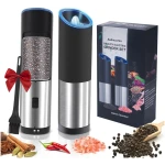 Gravity Electric Salt and Pepper Grinder Set with Adjustable Coarseness, Large Capacity, Stainless Steel, Portable, Not Easily Knocked Over, Kitchen Utensils Gadgets for Dining...