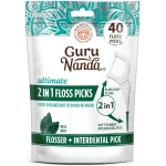 GuruNanda 2 in 1 Dental Floss Picks - Non-Slip Grip Handle, Slide Easy, No Break or Shred Flosser - Complete Oral Care with Interdental Pick for Healthy Teeth & Gums - Mint...