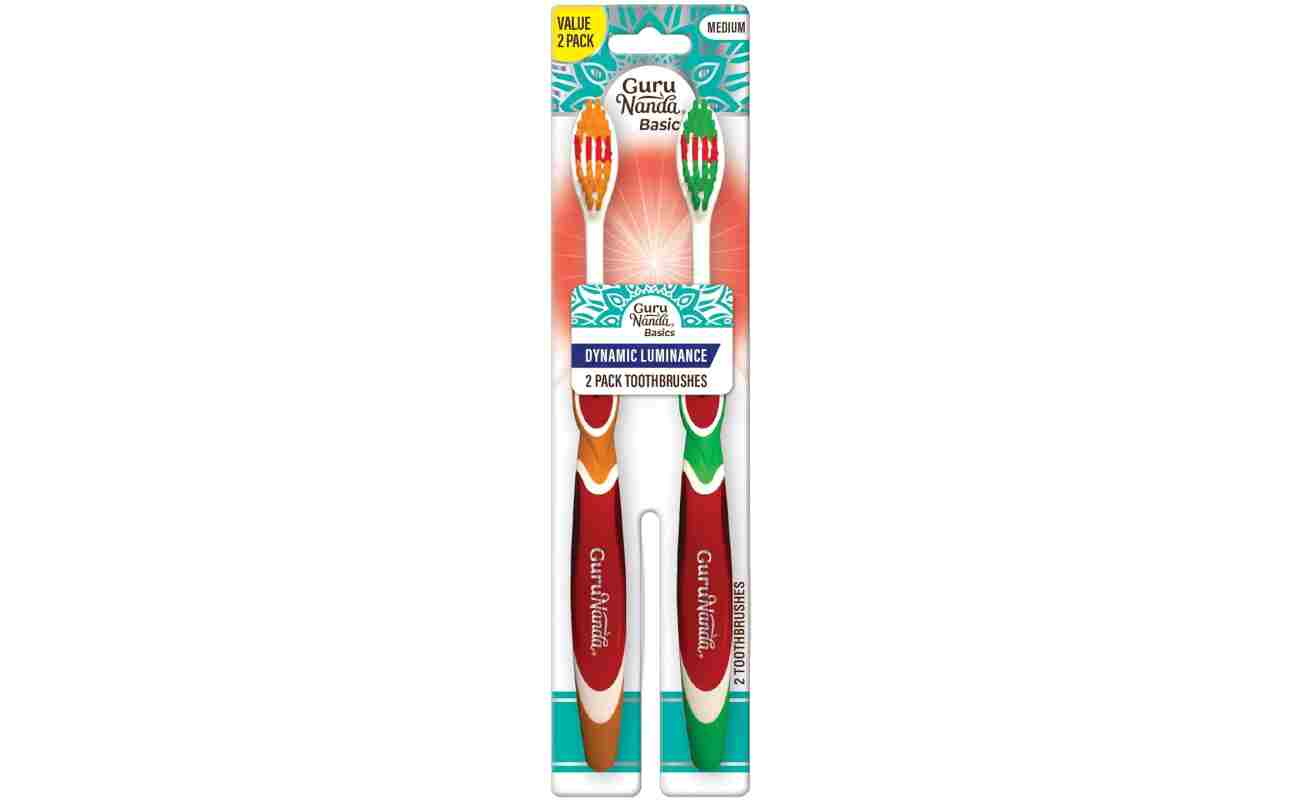 GuruNanda Dynamic Luminance Toothbrushes - Medium Bristles for Plaque Removal - Gentle on Teeth & Gums - Ideal for Kids & Adults - Pack of 2