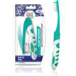 GuruNanda Folding Toothbrush with Built-in Cover, Perfect for Travel, Hiking & Camping, Compact & Portable, On-The-go Toothbrush with Soft Bristles & Ergonomic Handle, for...