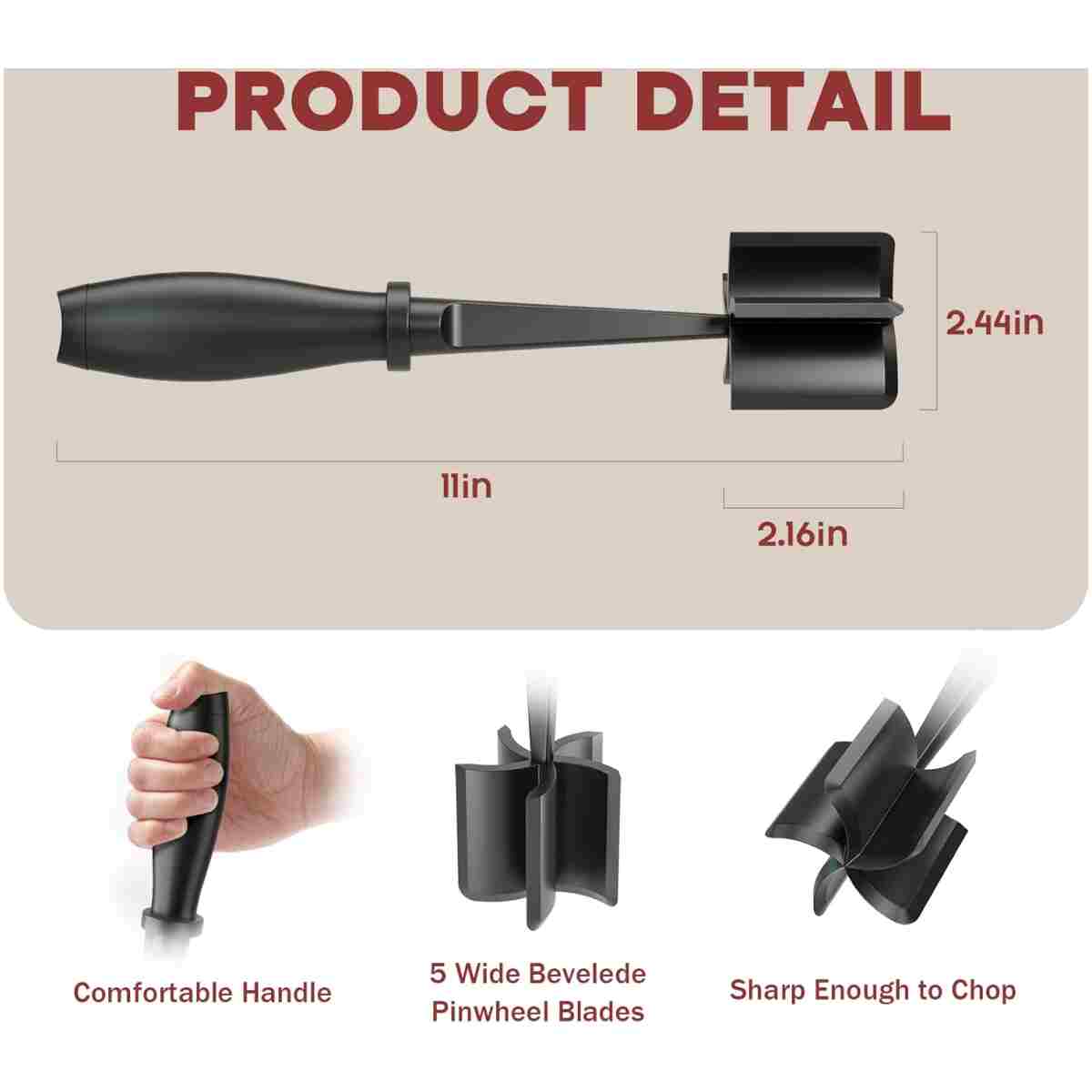 Hamburger Mincer, Masher and Grinder Premium Heat Resistant Meat Grinder for Ground Beef, Ground Turkey and More, Nylon Ground Beef Mincer and Fork