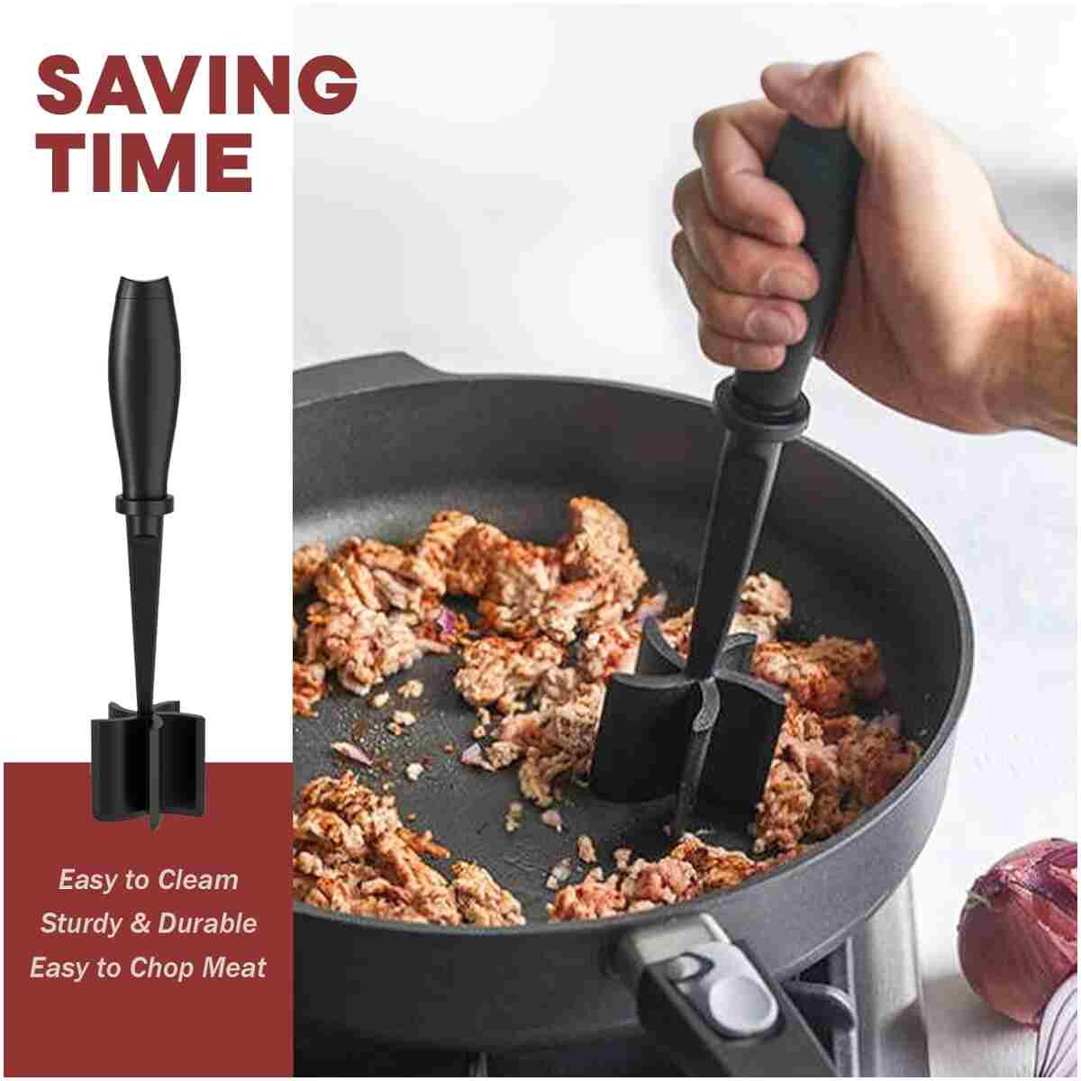 Hamburger Mincer, Masher and Grinder Premium Heat Resistant Meat Grinder for Ground Beef, Ground Turkey and More, Nylon Ground Beef Mincer and Fork