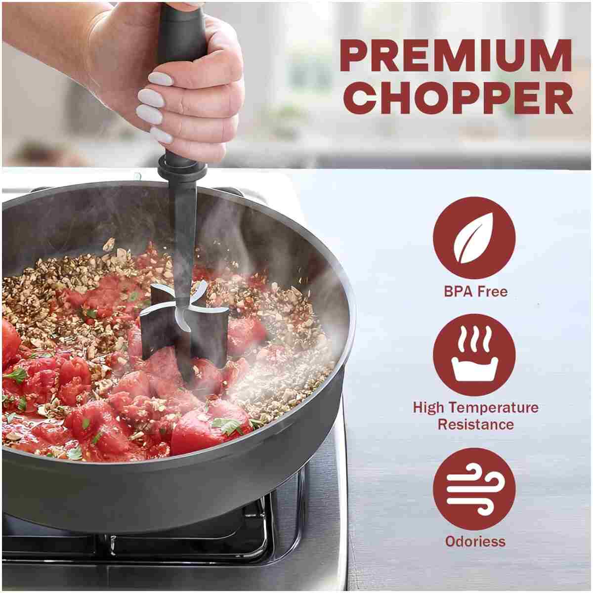 Hamburger Mincer, Masher and Grinder Premium Heat Resistant Meat Grinder for Ground Beef, Ground Turkey and More, Nylon Ground Beef Mincer and Fork