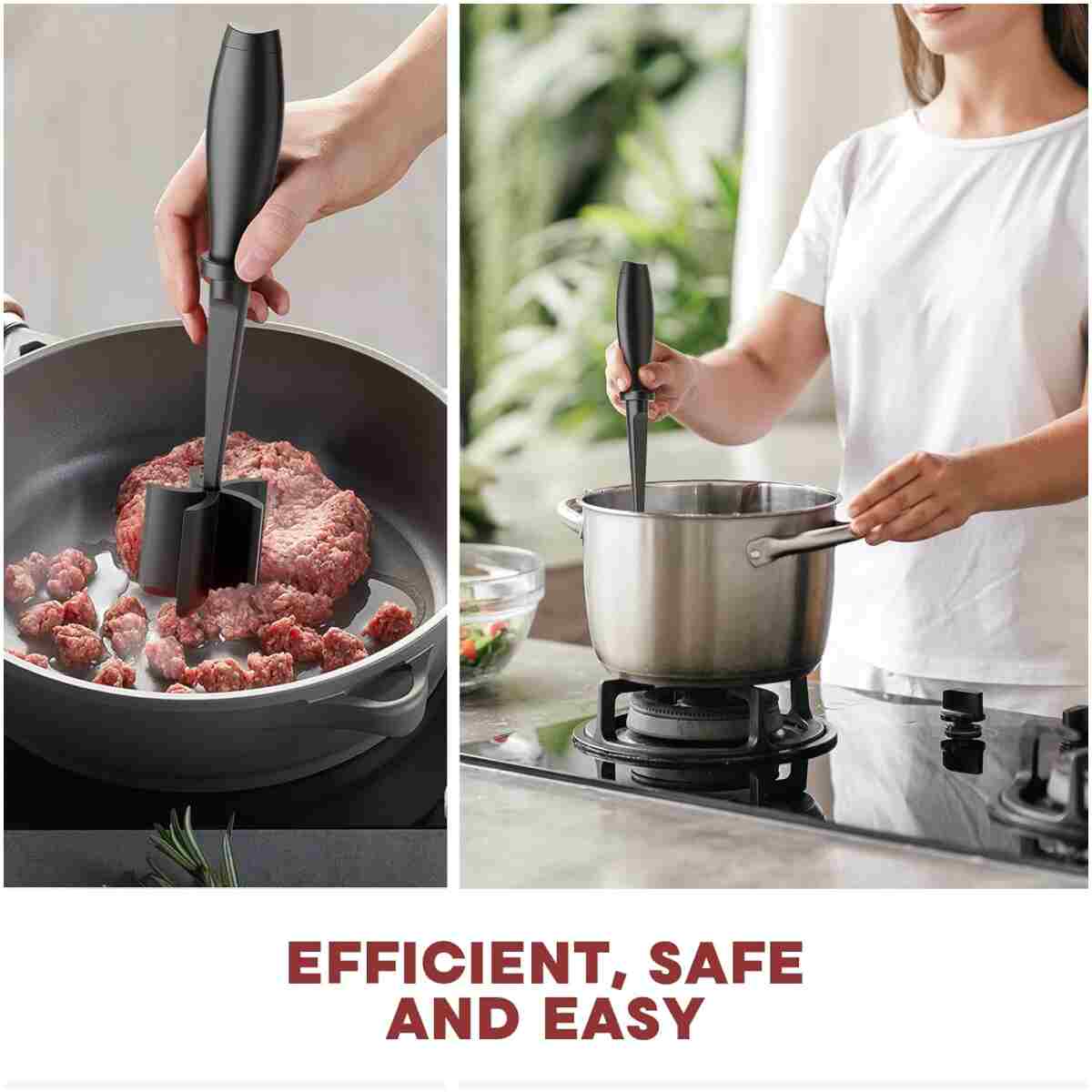 Hamburger Mincer, Masher and Grinder Premium Heat Resistant Meat Grinder for Ground Beef, Ground Turkey and More, Nylon Ground Beef Mincer and Fork