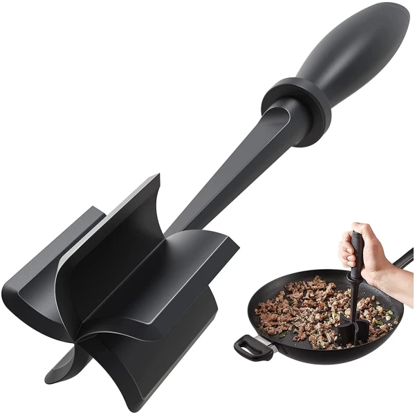 Hamburger Mincer, Masher and Grinder Premium Heat Resistant Meat Grinder for Ground Beef, Ground Turkey and More, Nylon Ground Beef Mincer and Fork