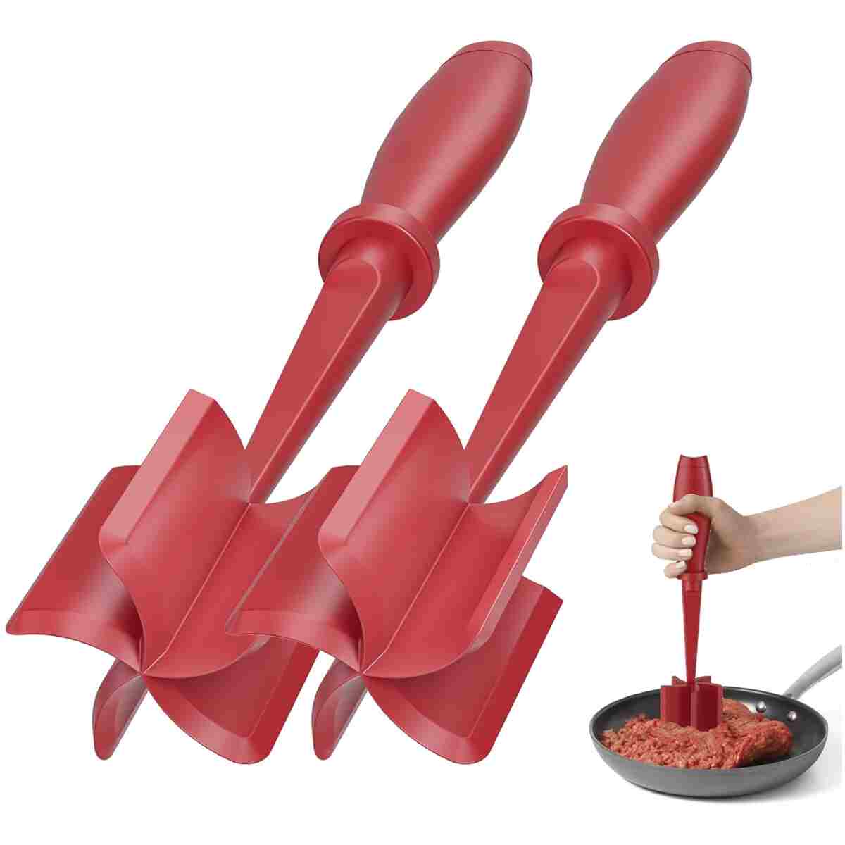 Hamburger Mincer, Masher and Grinder Premium Heat Resistant Meat Grinder for Ground Beef, Ground Turkey and More, Nylon Ground Beef Mincer and Fork