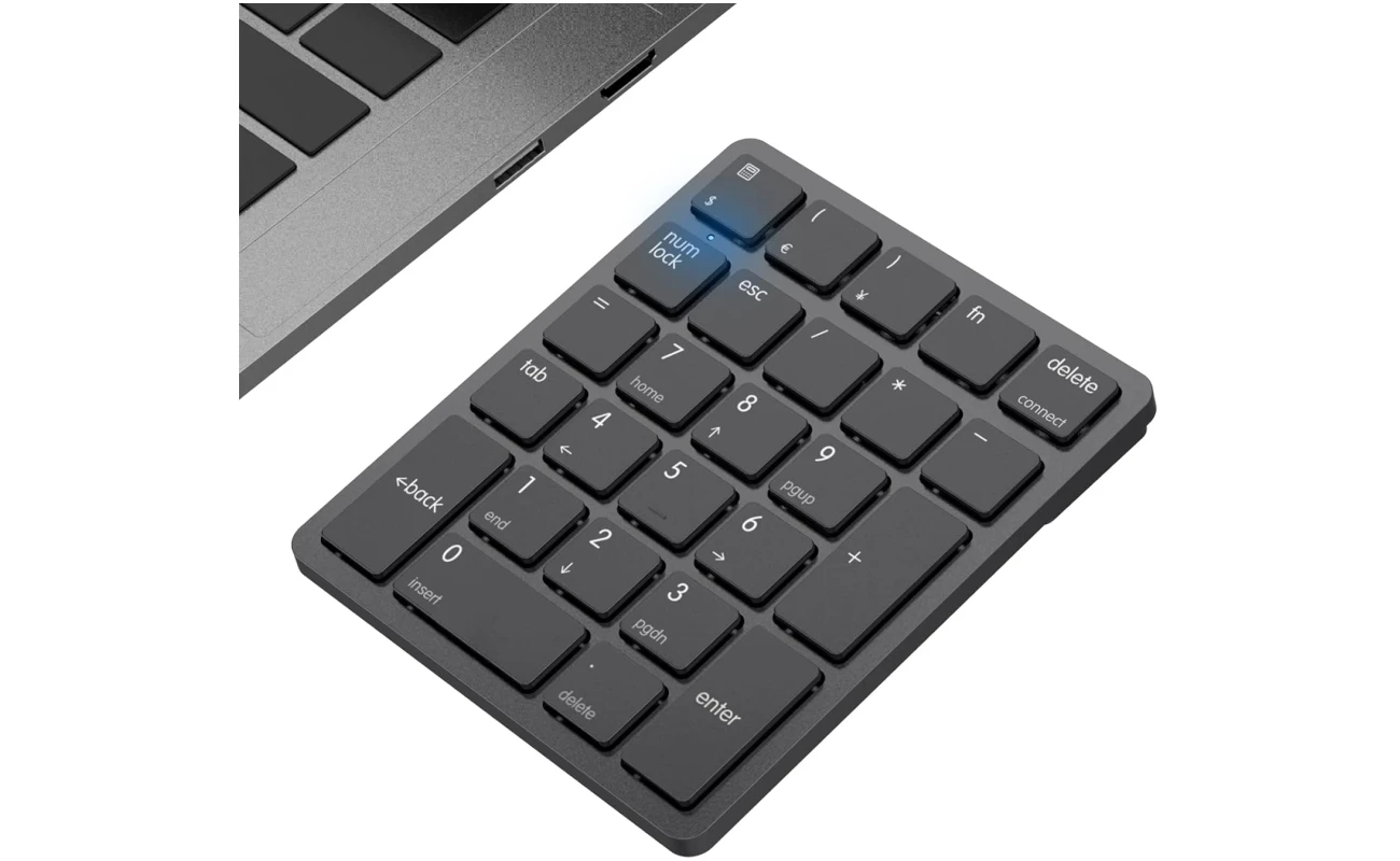 havit Bluetooth Number Pad Wireless Numeric Keypad Numpad 26 Keys Portable Mini Financial Accounting Rechargeable Numeric Pad for Windows Laptop Desktop, PC, Notebook (Black)