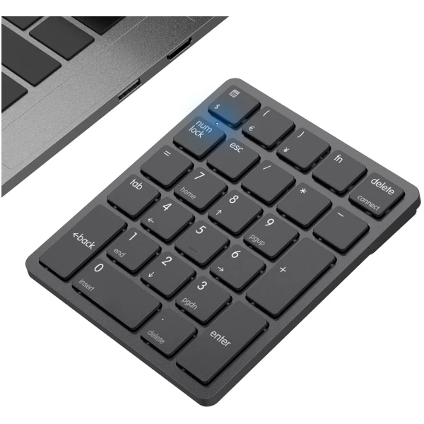 havit Bluetooth Number Pad Wireless Numeric Keypad Numpad 26 Keys Portable Mini Financial Accounting Rechargeable Numeric Pad for Windows Laptop Desktop, PC, Notebook (Black)