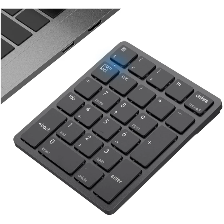 havit Bluetooth Number Pad Wireless Numeric Keypad Numpad 26 Keys Portable Mini Financial Accounting Rechargeable Numeric Pad for Windows Laptop Desktop, PC, Notebook (Black)