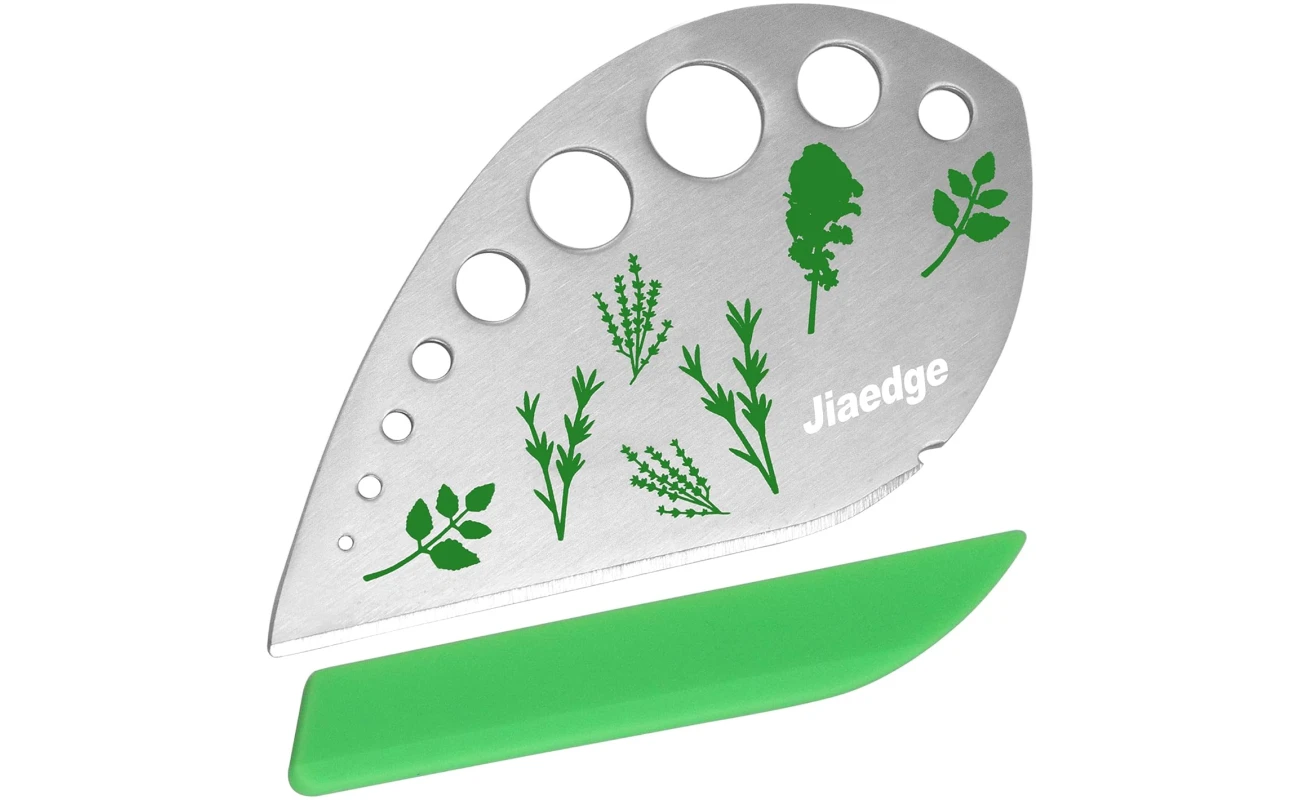 Herb Stripper, Jiaedge Green 9 holes Stainless Steel Kitchen Herbs Leaf Stripping Tool, Metal Herb Peeler for Kale, Collard Greens, Thyme, Basil, Rosemary Stripper