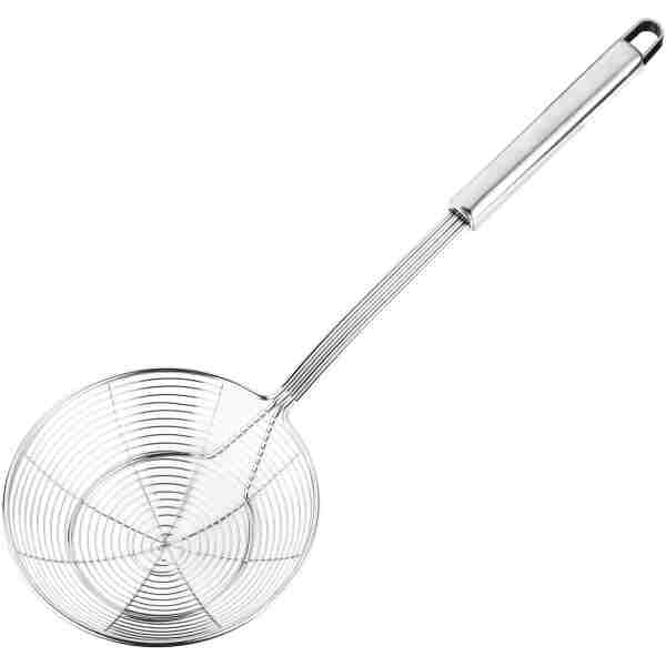 Hiware Solid Stainless Steel Spider Strainer Skimmer Ladle for Cooking and Frying, Kitchen Utensils Wire Strainer Pasta Spoon, 5.4 Inch