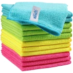 HOMEXCEL Microfiber Cleaning Cloth,12 Pack Cleaning Rag,Cleaning Towels with 4 Color Assorted,11.5"X11.5"(Green/Blue/Yellow/Pink)