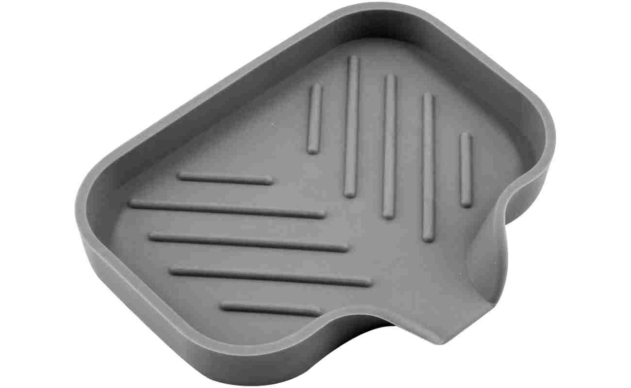 Hordion 1Pcs Grey Silica Gel Self Draining Soap Tray, Sponge Soap Holder Sink Accessories, Drain Soap Dish for Sink, Bar Soap, Dish Soap Bottle, Shower, Bathroom, Kitchen Counter
