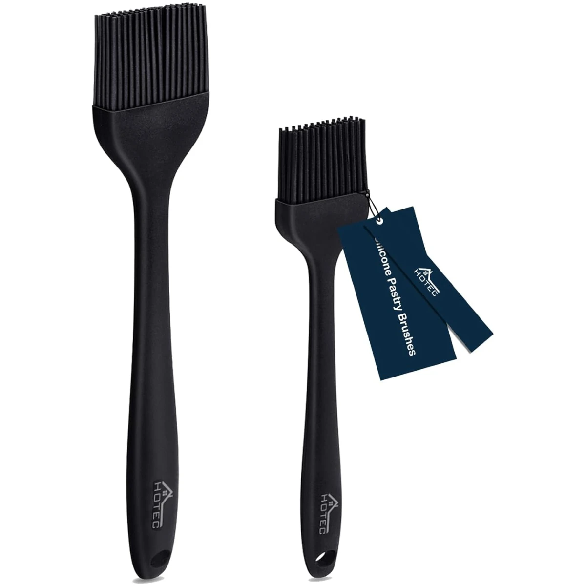 HOTEC Basting Brushes Silicone Heat Resistant Pastry Brushes Spread Oil Butter Sauce Marinades for BBQ Grill Barbecue Baking Kitchen Cooking BPA Free Dishwasher Safe (Black 2)
