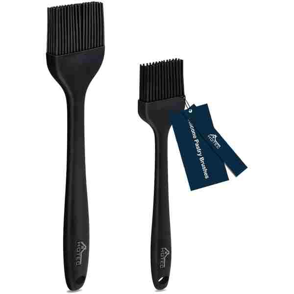 HOTEC Basting Brushes Silicone Heat Resistant Pastry Brushes Spread Oil Butter Sauce Marinades for BBQ Grill Barbecue Baking Kitchen Cooking BPA Free Dishwasher Safe (Black 2)