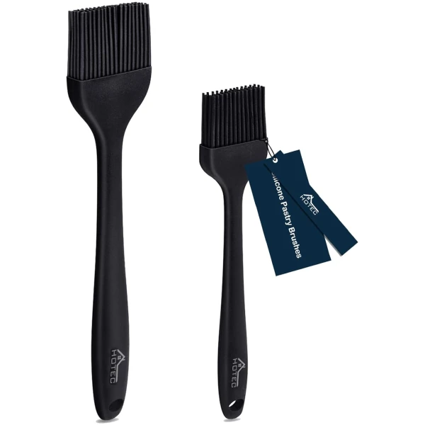 HOTEC Basting Brushes Silicone Heat Resistant Pastry Brushes Spread Oil Butter Sauce Marinades for BBQ Grill Barbecue Baking Kitchen Cooking BPA Free Dishwasher Safe (Black 2)