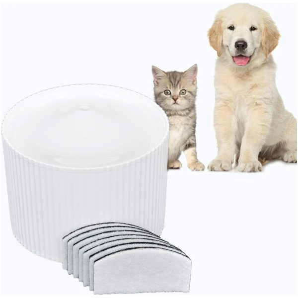 HugSmart Pet Water Fountain Pump for Automatic 2L with 7 Filters(Innovative Soundless, Elegant Roman Columns Drinking Waterer), Intelligent Cat Water Fountain