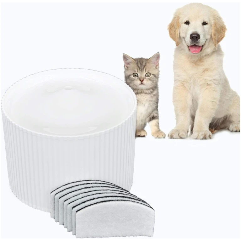 HugSmart Pet Water Fountain Pump for Automatic 2L with 7 Filters(Innovative Soundless, Elegant Roman Columns Drinking Waterer), Intelligent Cat Water Fountain