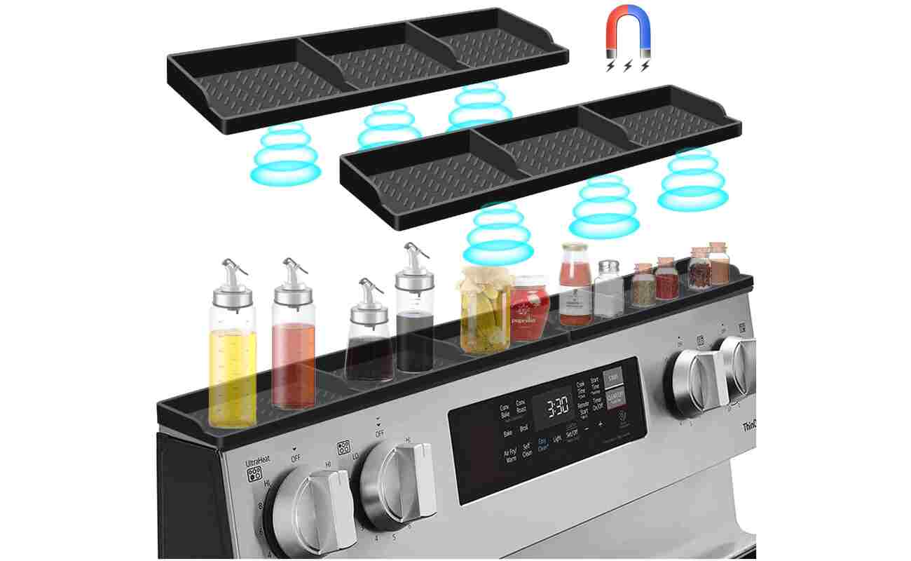 Hydream Stove Top for Silicone Shelf,30 Inch Magnetic Shelf Over the Stove Spice Rack,Kitchen Shelf for Above Stovetop Organizer Magnet Flat Back of Stove Storage Suctioned for...