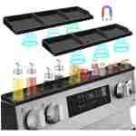 Hydream Stove Top for Silicone Shelf,30 Inch Magnetic Shelf Over the Stove Spice Rack,Kitchen Shelf for Above Stovetop Organizer Magnet Flat Back of Stove Storage Suctioned for...