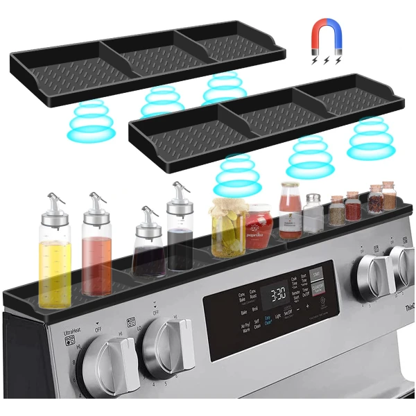 Hydream Stove Top for Silicone Shelf,30 Inch Magnetic Shelf Over the Stove Spice Rack,Kitchen Shelf for Above Stovetop Organizer Magnet Flat Back of Stove Storage Suctioned for...