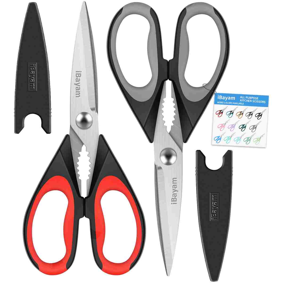 iBayam Kitchen Scissors All Purpose Heavy Duty, Kitchen Utensils Set, Stainless Steel Cooking Utensils Gadgets, Meat Poultry Food Shears Dishwasher Safe Utility Tools Home Gift,...
