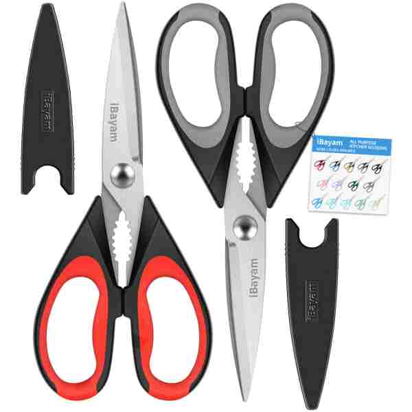 iBayam Kitchen Scissors All Purpose Heavy Duty, Kitchen Utensils Set, Stainless Steel Cooking Utensils Gadgets, Meat Poultry Food Shears Dishwasher Safe Utility Tools Home Gift,...