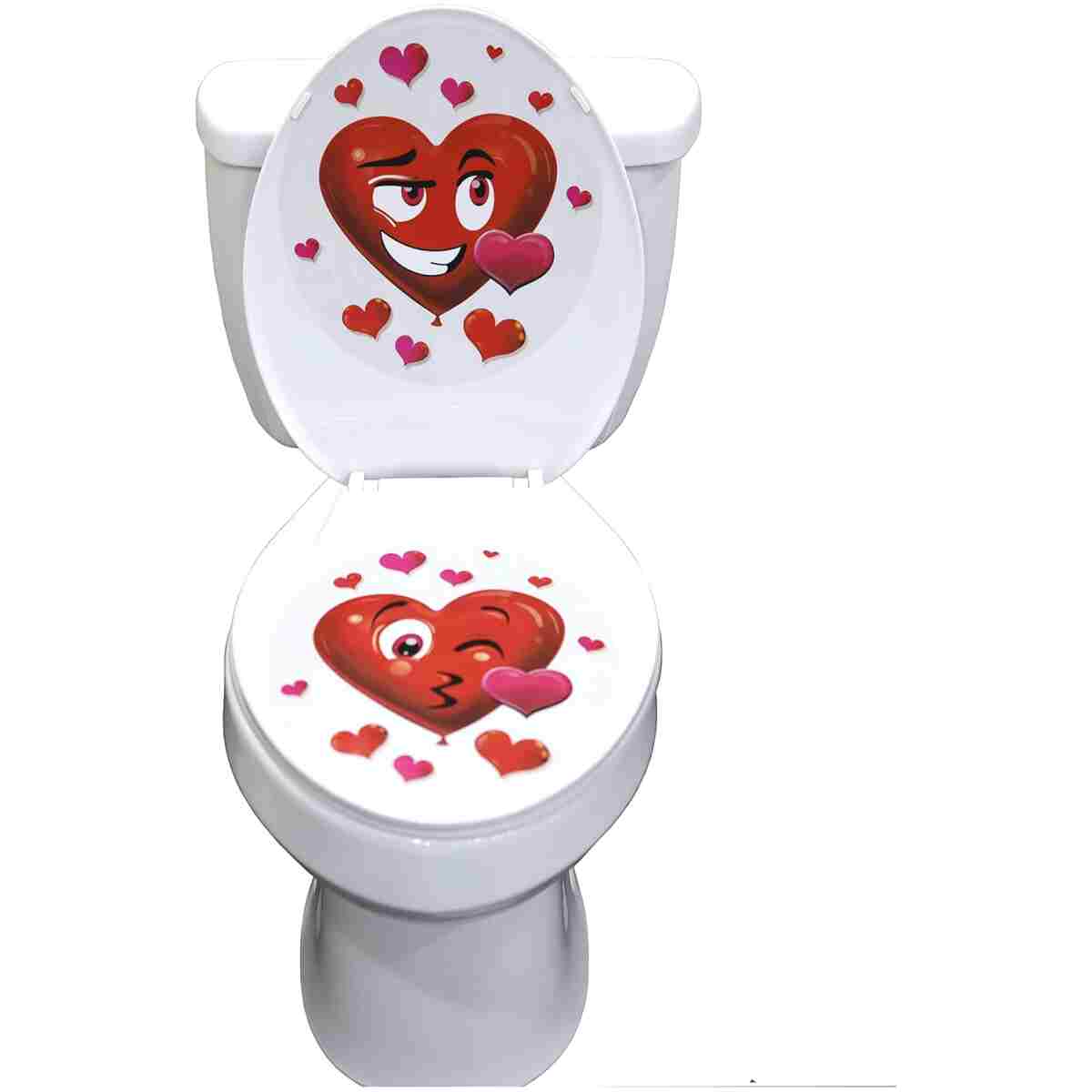 Iconikal 2-Piece Toilet Seat Cling Decoration Set, Valentine's