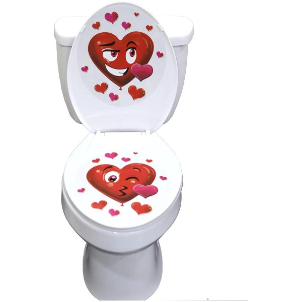 Iconikal 2-Piece Toilet Seat Cling Decoration Set, Valentine's