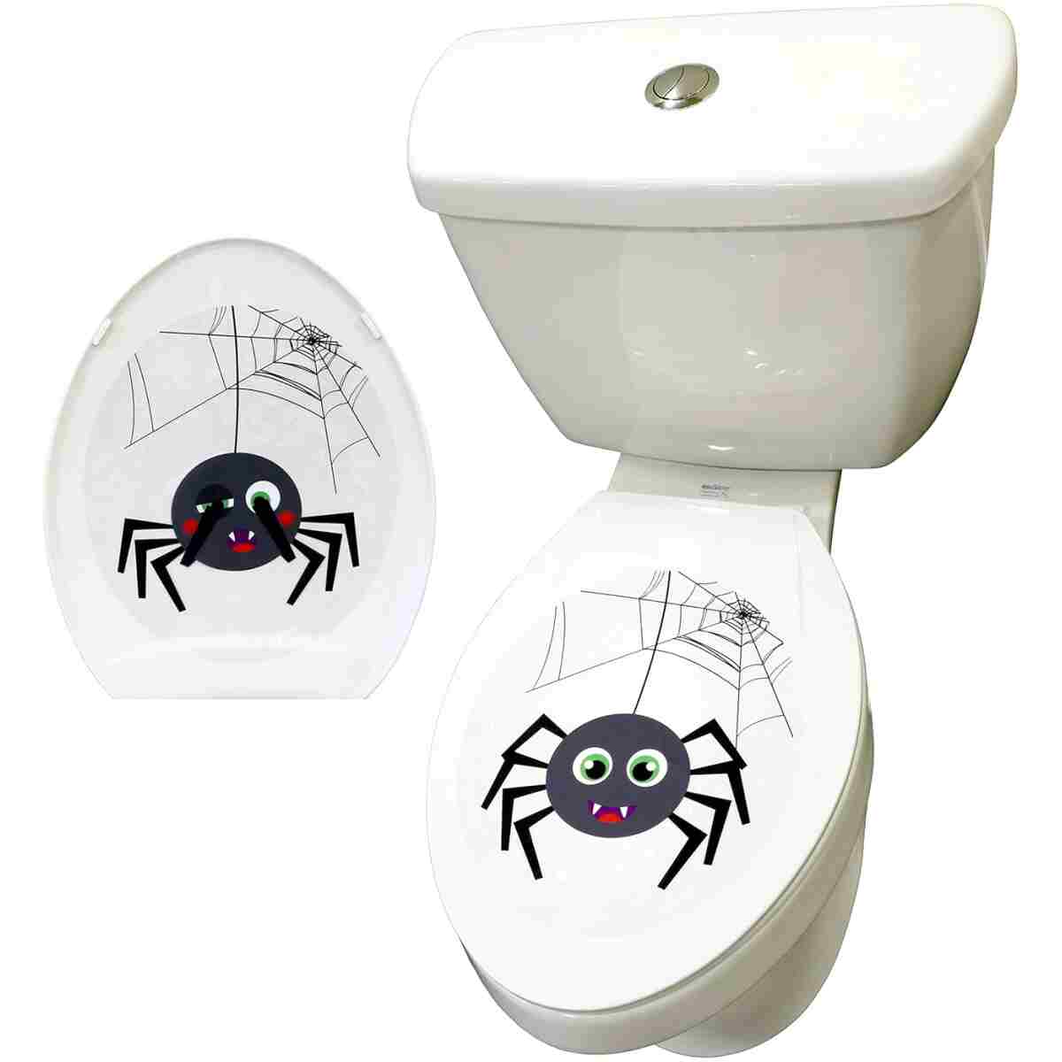 Iconikal 2-Piece Toilet Seat Cling Halloween Decoration Set, Funny Spider