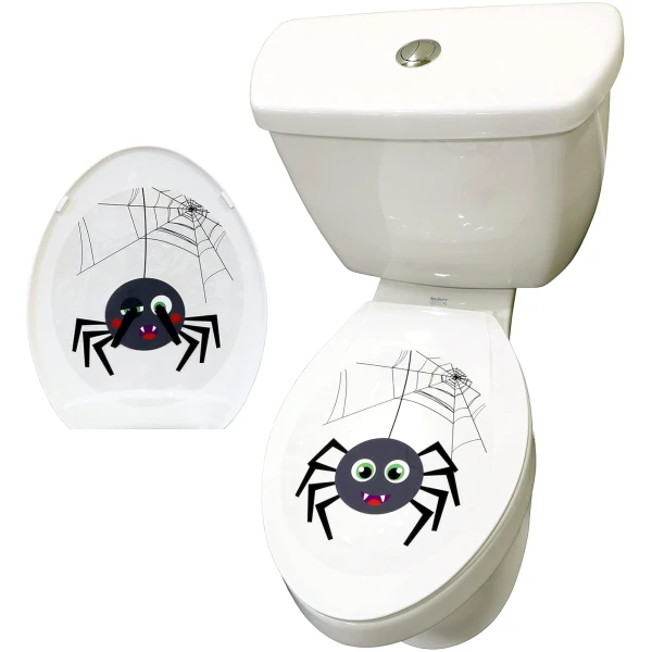 Iconikal 2-Piece Toilet Seat Cling Halloween Decoration Set, Funny Spider