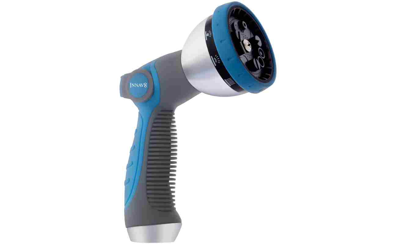 INNAV8 Garden Hose Nozzle Sprayer Heavy Duty - Features 10 Spray Patterns, THUMB CONTROL On Off Valve for Easy Water Control - HIGH Pressure Nozzle for Hose Outdoor