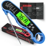 Instant Read Meat Thermometer for Grill and Cooking, Waterproof Fast Food Thermometer with Backlight, Digital Food Probe for Kitchen Cooking, Candy Making, Outside Grill - Red