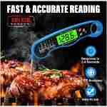 Instant Read Meat Thermometer for Grill and Cooking, Waterproof Fast Food Thermometer with Backlight, Digital Food Probe for Kitchen Cooking, Candy Making, Outside Grill - Red