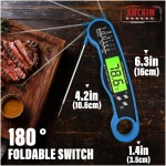 Instant Read Meat Thermometer for Grill and Cooking, Waterproof Fast Food Thermometer with Backlight, Digital Food Probe for Kitchen Cooking, Candy Making, Outside Grill - Red