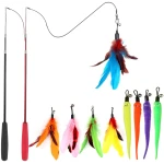 Interactive Cat Toys - Retractable Wand Toy and Feather Toys Refills for Indoor Cats to Chase and Exercise