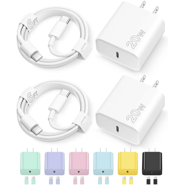 iPhone 16 15 Charger Fast Charging Type C Chargers USB C Charger Block iPhone 16 Chargers with 2 Pack 6FT Cable for iPhone 16/16 Plus/16 Pro/16 Pro Max/iPhone 15/15 Pro Max/iPad...