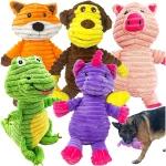 Jalousie 5 Pack Plush Toys Assortment Value Bundle Puppy Pet Mutt Squeak Toy for Medium Large Dogs