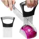 JAYVAR Onion Holder for Slicing, Vegetable Cutter for Potato, Tomato, Avocados, Eggs, Food Slicer Assistant Tool for Fruit, Lemon and Meat