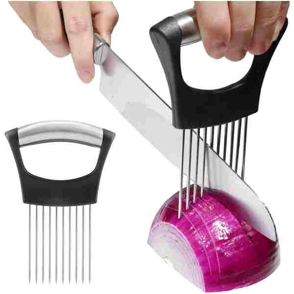 JAYVAR Onion Holder for Slicing, Vegetable Cutter for Potato, Tomato, Avocados, Eggs, Food Slicer Assistant Tool for Fruit, Lemon and Meat