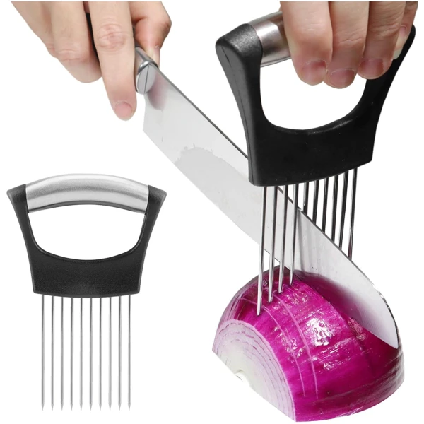 JAYVAR Onion Holder for Slicing, Vegetable Cutter for Potato, Tomato, Avocados, Eggs, Food Slicer Assistant Tool for Fruit, Lemon and Meat