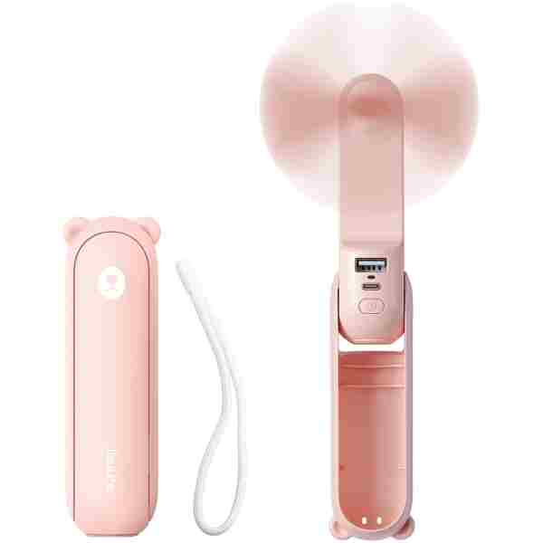 JISULIFE Handheld Mini Fan, 3 IN 1 USB Rechargeable Portable Fan [12-19 Working Hours] with Power Bank, Flashlight, Pocket Design for Travel/Summer/Concerts/Lash, Gifts for...