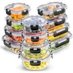 JoyJolt JoyFul 24pc(12 Airtight, Freezer Safe Food Storage Containers and 12 Lids), Pantry Kitchen Storage Containers, Glass Meal Prep Container for Lunch, Glass Storage...